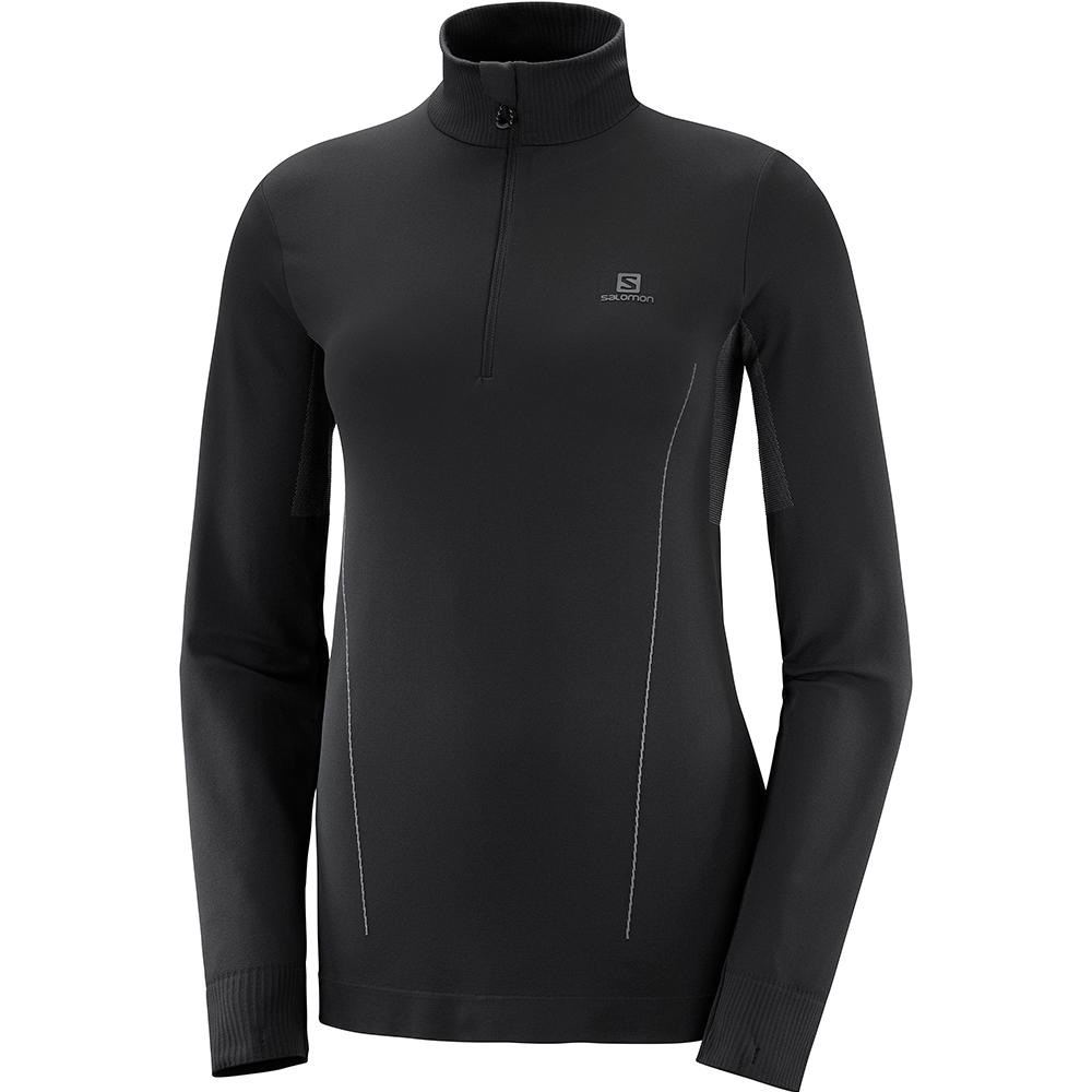 Salomon Singapore Womens Hoodie - COMET SEAMLESS HZ W Black | 06721-SEIU